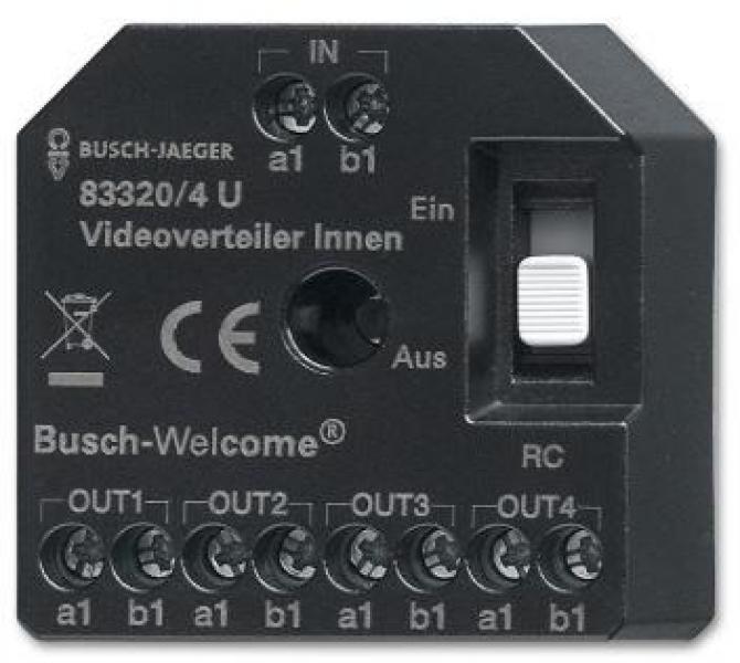 ARDEBO.de Busch-Jaeger 83320/4 U Busch-Welcome® (2-Draht-System): Aktiv Videoverteiler Innen UP, 4-fach zur Montage in einer Unterputzdose (2CKA008300A0508)