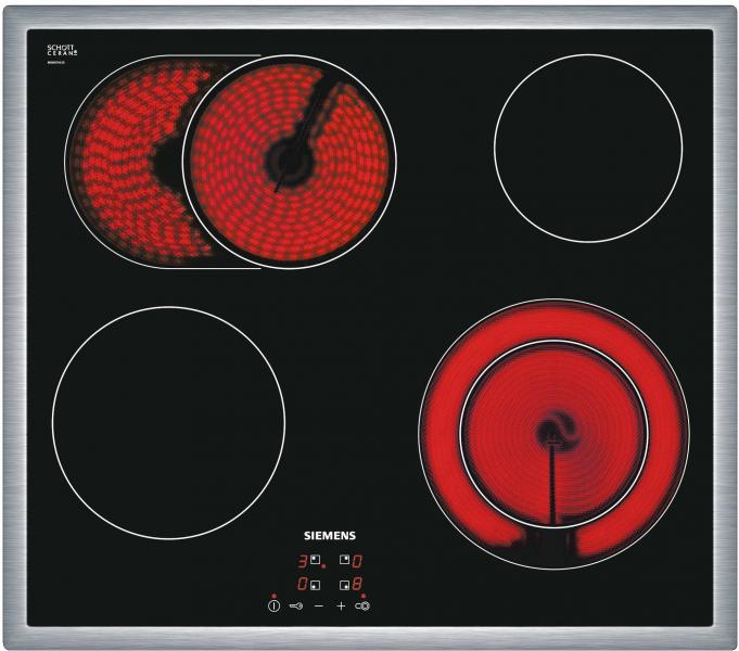 ARDEBO.de Siemens ET645HN17E Autarkes Glaskeramik Kochfeld, Glaskeramik, 60 cm breit, Edelstahl-Rahmen, Sensor-Tasten