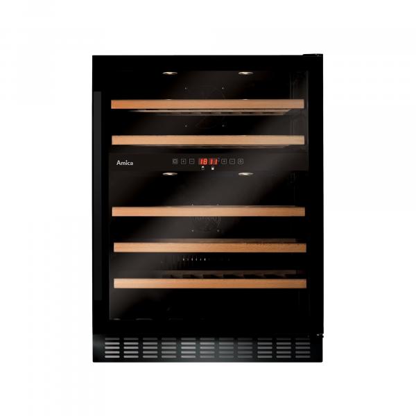 ARDEBO.de Amica WK 341 110-1 S Unterbau Wein-Kühlschrank, 60cm breit, 45 Standardweinflaschen, LED Beleuchtung, Ventilator, schwarz