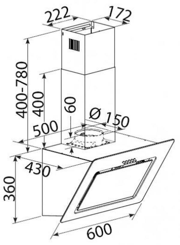 Bomann DU 773 IX EEK: B Kopffreihaube, 60cm breit, Ab-/Umluft, Randabsaugtechnik, inox