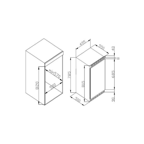 Amica UVKSD 351 950 Unterbau-Vollraum-Kühlschrank, Nischenhöhe: 82 cm, 103 L, Festtürtechnik, dekorfähig