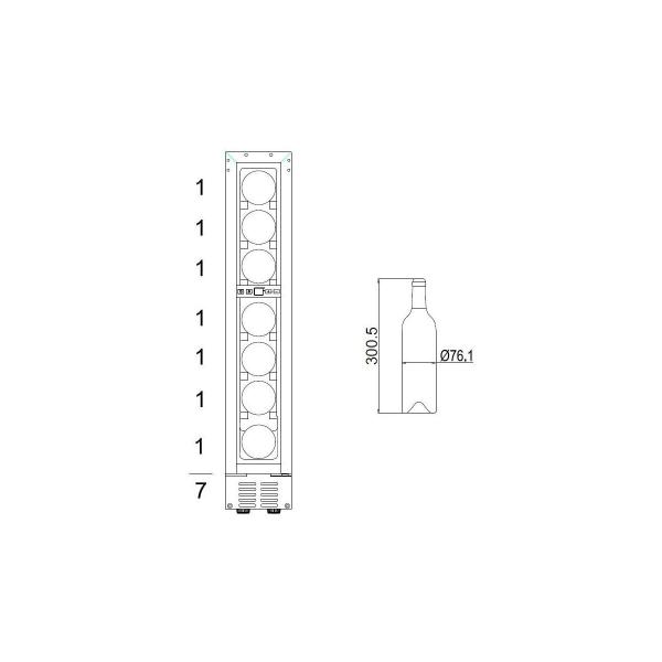 Amica WK 341 100-1 S Stand-Weintemperierschrank, max. 7 Flaschen, 14,8cm breit, Ventilator, LED-Beleuchtung, schwarz