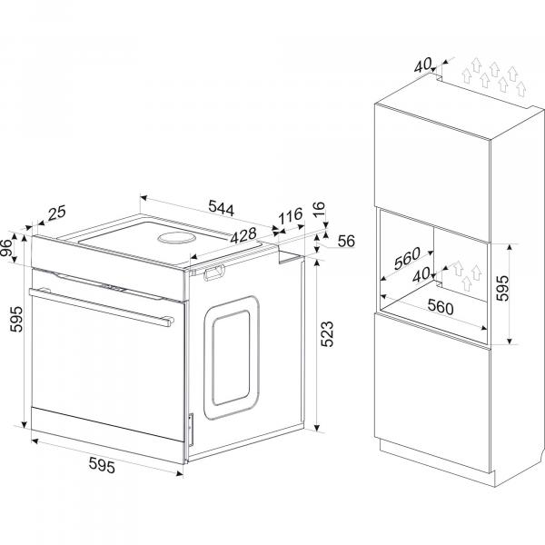 Amica EBX 947 600 SM EEK: A Einbaubackofen, 77 L, SteamClean, Umluft, 6 Backofenfunktionen, CoolDoor3, matt-schwarz