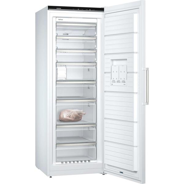 Siemens GS58NAWCV iQ500 Stand Gefrierschrank, 70 cm breit, 366 L, NoFrost, freshSense, bigBox, multiAlarm-System, weiß