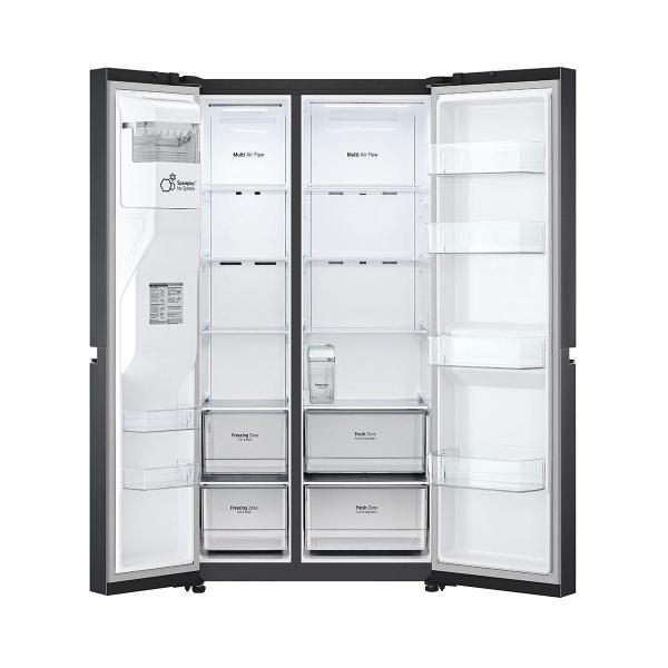 LG GSLV71MCTD Side-by-Side Kombination, 91 cm breit, 635L, NoFrost, Eis-, Crushed Ice- und Wasserspender, Interner Wassertank, DoorCooling+, schwarz matt