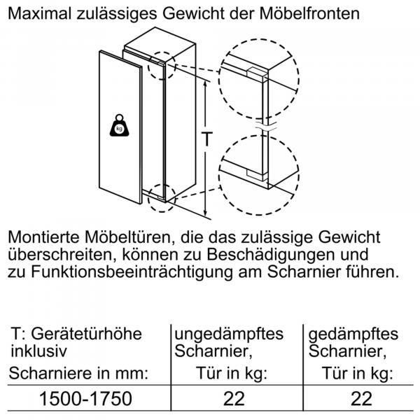 Neff KI1813FE0 N70 Einbaukühlschrank, Nischenhöhe: 177,5cm, 319l, Festtürtechnik, FreshSafe2, VarioShelf