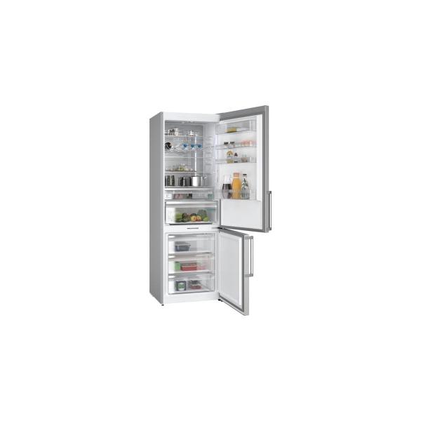 Siemens KG49NAIBT iQ500 Stand Kühl- Gefrierkombination, 70cm breit, 440L, NoFrost, freezerLight, hyperFresh, bottleCooler, antiFingerprint, Edelstahl