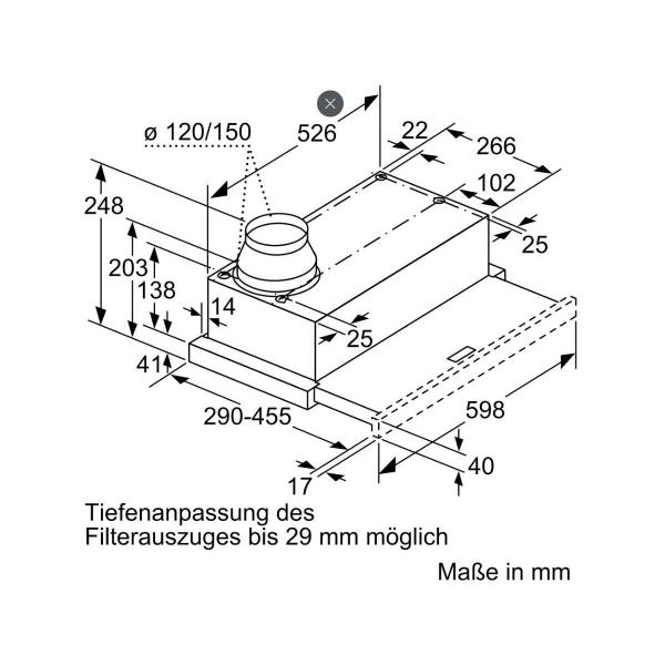 Siemens LI63LA526 EEK: C iQ100 Flachschirmhaube, 60 cm breit, leiser Motor, LED, silbermetallic