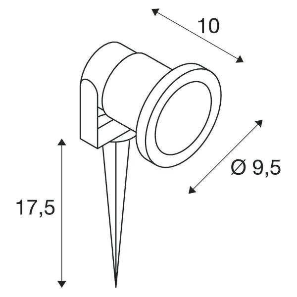 SLV NAUTILUS SPIKE Outdoor Spiessleuchte, QPAR51, IP65, 35W, mit 1,5m Kabel und Stecker, silbergrau (227418)