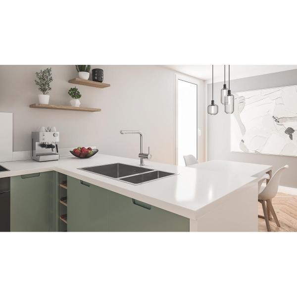 GROHE K700 Unterbau Edelstahlspüle, 760x450mm, 1,5 Becken, Edelstahl (31575SD1)