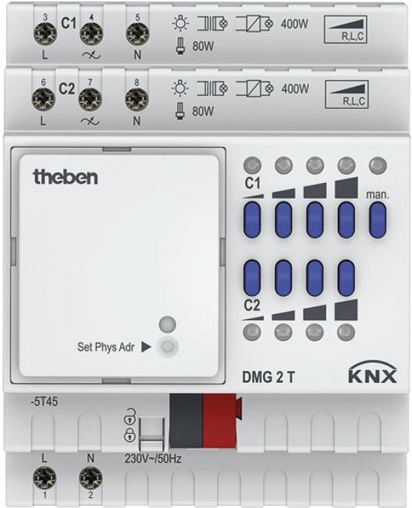 ARDEBO.de Theben DMG 2 T KNX 2-fach Universaldimmaktor, MIX2, 4,5 Watt (4930270)