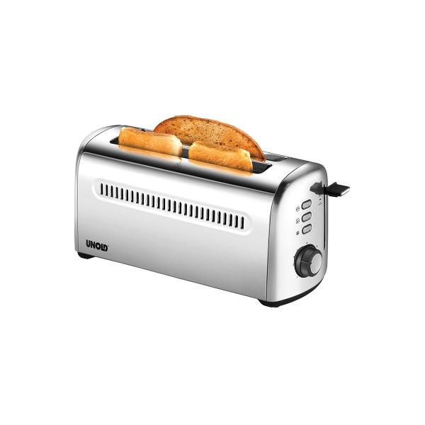 ARDEBO.de Unold 38366 4er Retro Toaster, 1250-1500W, Auftauen, Aufwärmen, 7 Röstgrade, Edelstahl