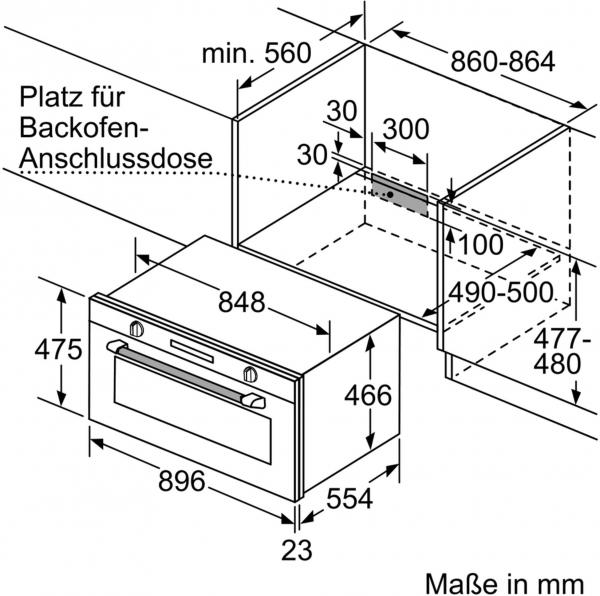 Bosch VBC5580S0 Serie 6 EEK: A+ Einbaubackofen, 90cm breit, 85 Liter, Teleskopauszug, Heißluft, edelstahl