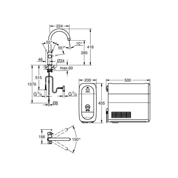 GROHE Blue Home C-Auslauf Starter Kit, Bluetooth/WIFI, warm sunset gebürstet (31455DL1)