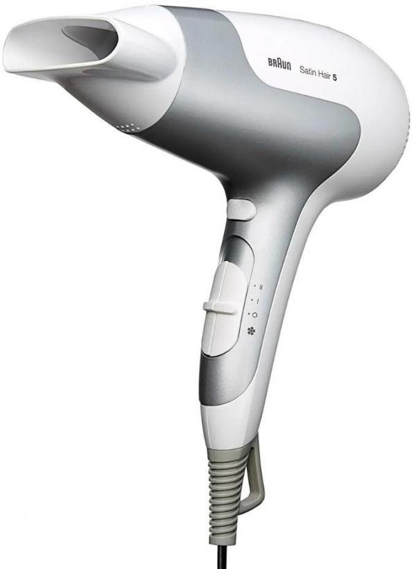 Braun Satin Hair 5 PowerPerfection HD 580 Haartrockner, 2500 W, Ionen-Funktion, Styling-Düse, weiß/silber