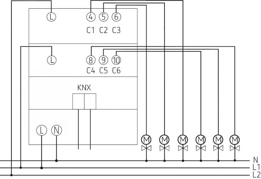 Theben HM 6 T KNX 6-fach Heizungsaktor FIX1, IP 20 (4940240)