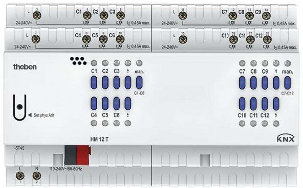 ARDEBO.de Theben HM 12 T KNX 12-fach Heizungsaktor, FIX2, mit 12 Temperaturreglern (4940245)