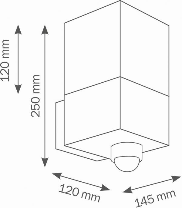 LCD Außen-Wandleuchte mit Bewegungsmelder, E27, 100W, Edelstahl (029)