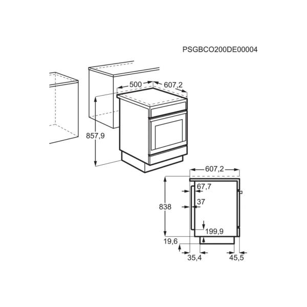 AEG CCB54080BW Standherd, 50cm breit, 57L, Glaskeramikkochfeld, 4 stufenlos regelbare Kochzonen, Geschirrwagen, Grill, weiß