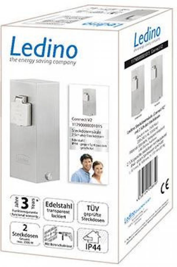 Ledino Connect V2 Steckdosenpfosten, Edelstahl Outdoor (11790000001015)