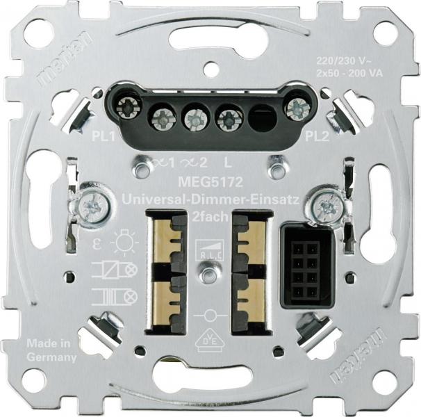 ARDEBO.de Merten MEG5172-0000 Universal-Dimmer-Einsatz, 2fach, Argus Präsenzmelder, Unterputz-Einsätze mit PlusLink