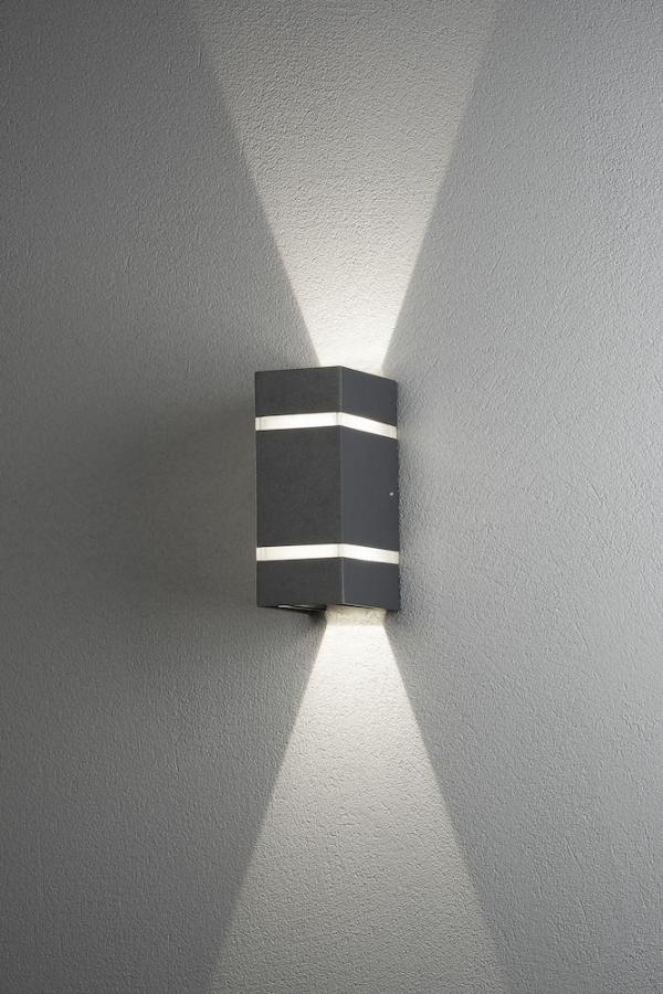 Konstsmide Cremona LED-Wandleuchte, 230-240V, 2x3W, 3000K, anthrazit grau (7998-370)