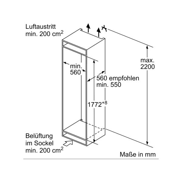 Neff KI5872FE0 N50 Einbau Kühl-Gefrierkombination, 54cm breit, 270L, Festtürtechnik, LowFrost, BigBox, LED Beleuchtung