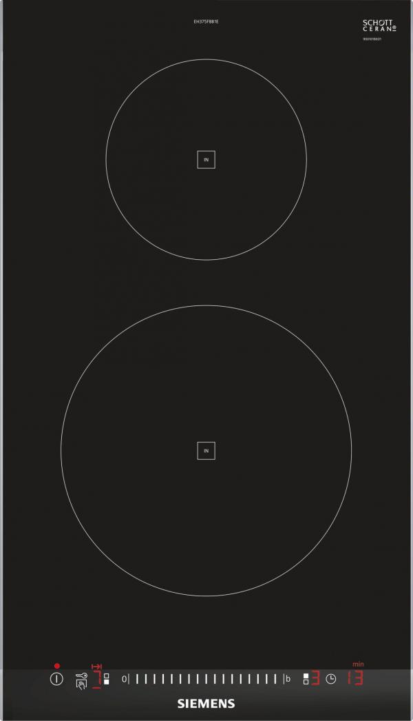 ARDEBO.de Siemens EH375FBB1E iQ100 Autarkes Domino-Kochfeld, Glaskeramik, 30 cm breit, Induktion, Kindersicherung, schwarz