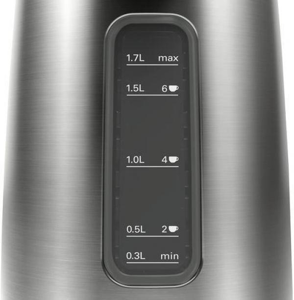 Bosch TWK5P475 Wasserkocher, 2400W, 1,7L, Optimaler Ausgießer, Tassenanzeige, Ergonomische Bedienung, grau/schwarz