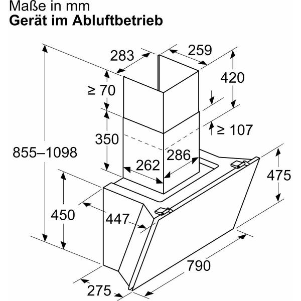 Neff D88IAN2S0 N70 EEK: A+ Kopffreihaube, 80 cm breit, Ab-/ Umluft, Touch Control, Kochfeldbasierte Haubensteuerung, schwarz