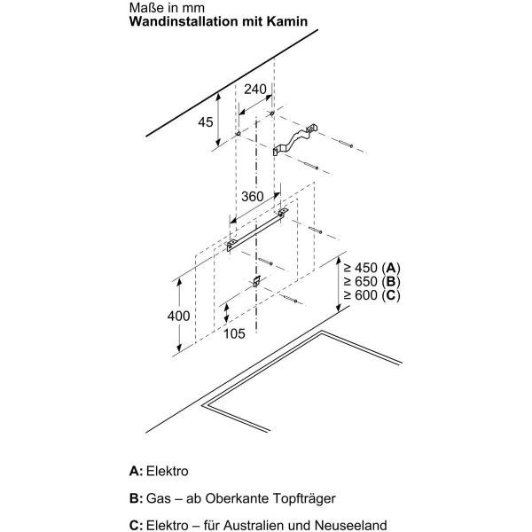 Neff D88IAN2S0 N70 EEK: A+ Kopffreihaube, 80 cm breit, Ab-/ Umluft, Touch Control, Kochfeldbasierte Haubensteuerung, schwarz