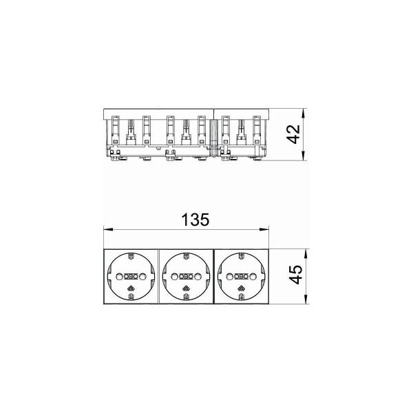 OBO Bettermann STD-D0 RW3 Steckdose 0°, 3-fach, Schutzkontakt, 250V 10/16A PC (6120042)