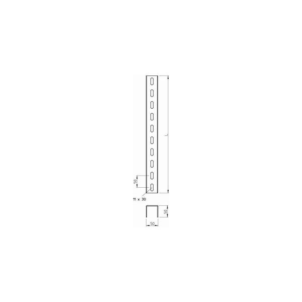 OBO Bettermann US 5 300 FT U-Stiel, 3-seitig gelocht, 50x50x3000mm (6340989)