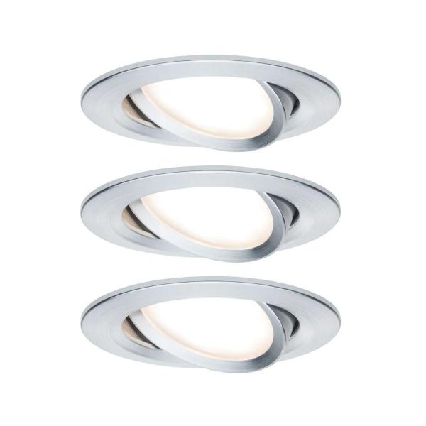 ARDEBO.de Paulmann LED Einbauleuchte Nova Plus Coin Basisset schwenkbar rund 84mm 50° Coin 3x6W 3x470lm 230V dimmbar 2700K, alu gedreht (93903)