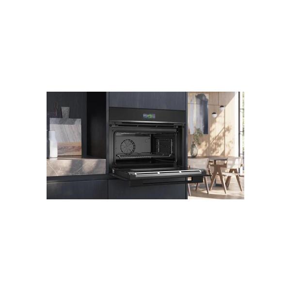 Siemens CB734G1B1 iQ700 A+ Einbaukompaktbackofen, 59,4 cm breit, 47 L, HomeConnect, Kindersicherung, TFT Touchdisplay, schwarz