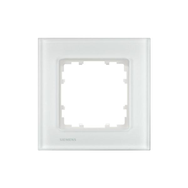 ARDEBO.de Siemens DELTA miro Rahmen 1-fach, Echtmaterial Glas, weiß, 90x90mm (5TG12011)