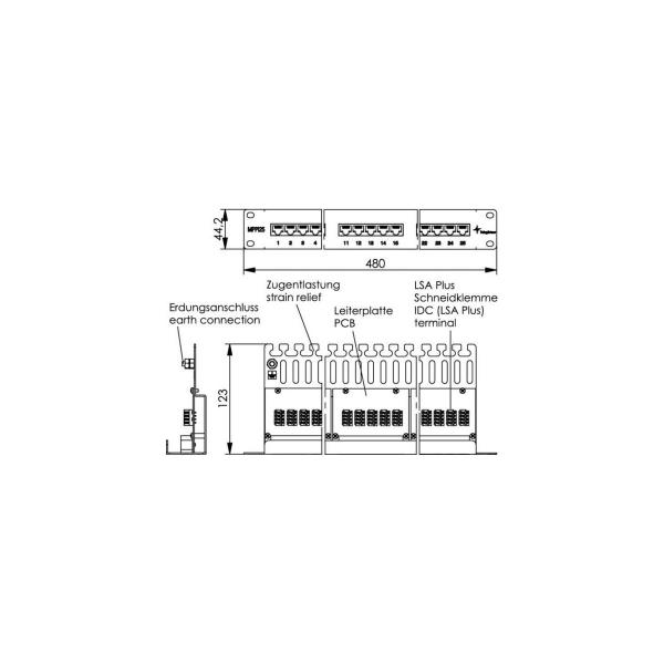 Telegärtner 19" Patch Panel, ISDN/TEL, 1HE, MPPI25-H, Cat.3, ungeschirmt (100007031)