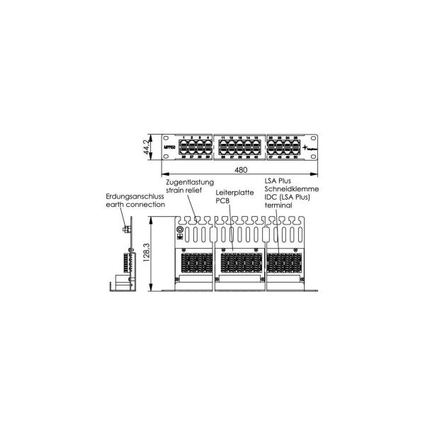 Telegärtner 19" Panel ISDN/TEL 1HE MPPI50-H Cat.3, ungeschirmt, grau (100007041)