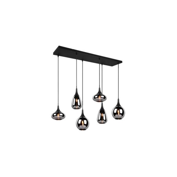 ARDEBO.de Trio Lumina Pendelleuchte, 40W, 6 x E14, schwarz-chrom (317000632)