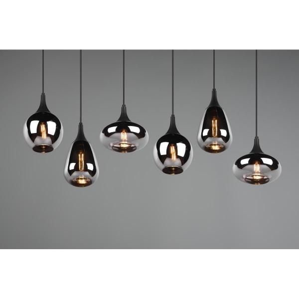 Trio Lumina Pendelleuchte, 40W, 6 x E14, schwarz-chrom (317000632)