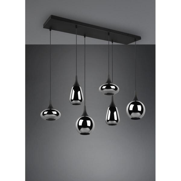 Trio Lumina Pendelleuchte, 40W, 6 x E14, schwarz-chrom (317000632)