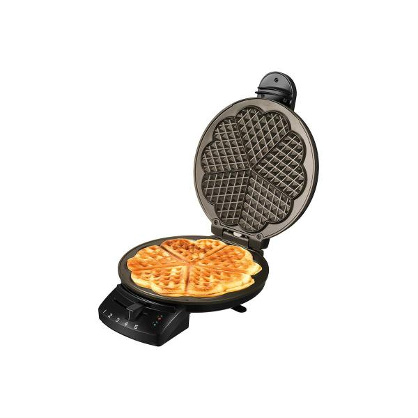 Unold 48235 Diamant Waffelautomat, 1200W, Teigauffangrinne, Überhitzungsschutz, schwarz/Edelstahl