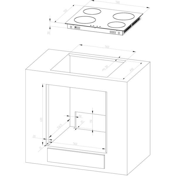 Wolkenstein WMOC 80 EEK: A Einbauherdset mit Glaskeramikkochfeld, 60 cm breit, 66 L, Timer, Grillfunktion, Energiesparfunktion, schwarz