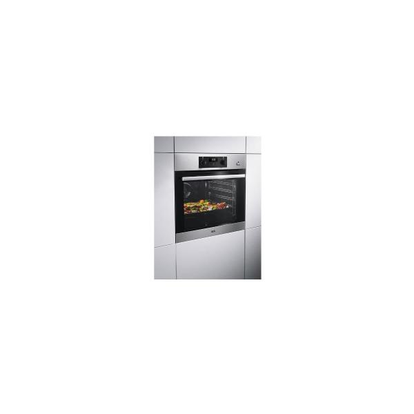 AEG BGH 35501 VA Einbau Backofen mit Flexirunners (BEB355020M + TR1LV), 60 cm breit, 71 L, Versenkknebel, Touchbedienung, Timer, Antifinger Edelstahl, Steam Bake,