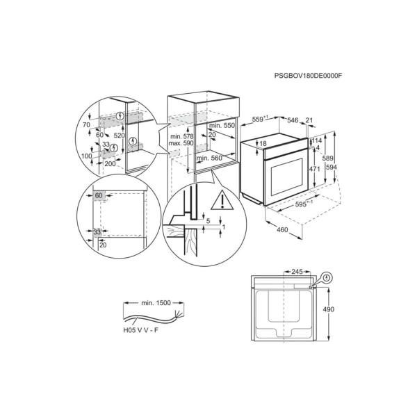 AEG BGH 35501 VA Einbau Backofen mit Flexirunners (BEB355020M + TR1LV), 60 cm breit, 71 L, Versenkknebel, Touchbedienung, Timer, Antifinger Edelstahl, Steam Bake,