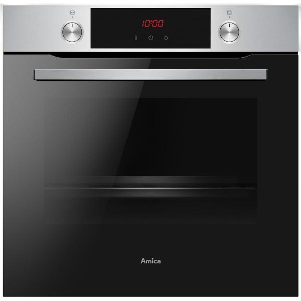 ARDEBO.de Amica EBPX 945 600 E EEK: A+ XXL Einbaubackofen, 60cm breit, 77L, 3 Pyrolyseprogramme, RapidWarmUp, versenkbare Knebel, Timer, Halogenbeleuchtung, Edelstahl