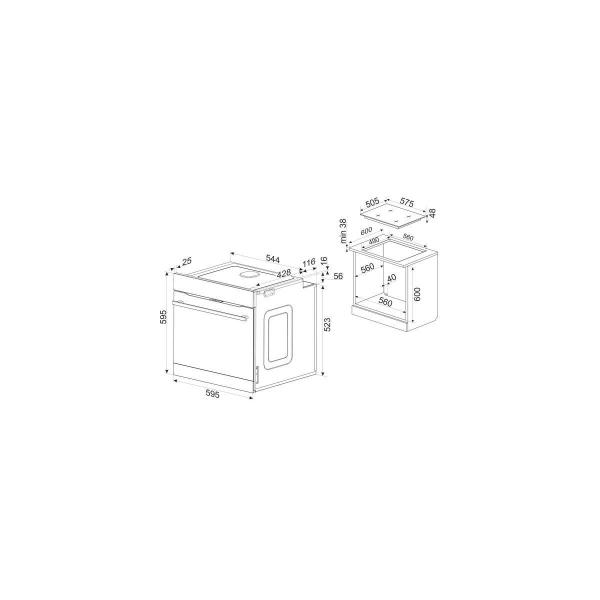 Amica EHCX 933 600 E Einbauherd-Set mit Glaskeramikkochfeld, 60 cm breit, 77L, versenkbare Knebel, 9 Backofenfunktionen, Restwärmeanzeige, schwarz/Edelstahl