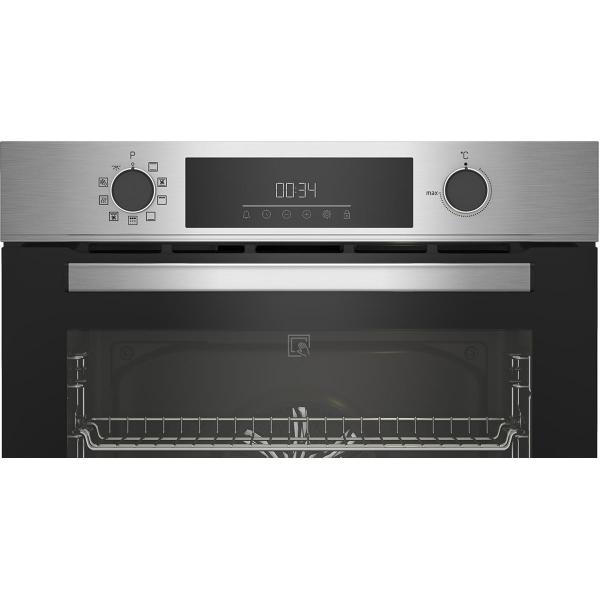 Beko BBIE12300XFP EEK: A Einbaubackofen, 60 cm breit, 72 L, SteamShine, Teleskop-Auszug, Pyrolyse, edelstahl