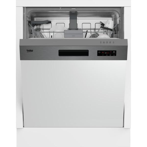 Beko BDSN15430X Teilintegrierter Geschirrspüler, 60 cm breit, 14 Maßgedecke, 5 Programme, WaterSafe+, SelFit, Edelstahl Fingerprint Free