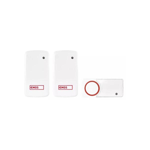 EMOS WIRELESS DOORCHIME AC P5750.2R Drahtlose Türklingel mit zwei Empfängern, weiß-rot